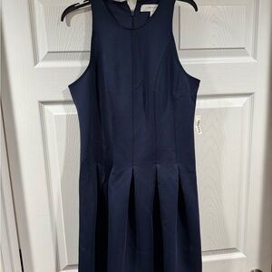 NWT Elegant Navy Lark and Ro dress midi zip up back sleeveless sz 14 women’s